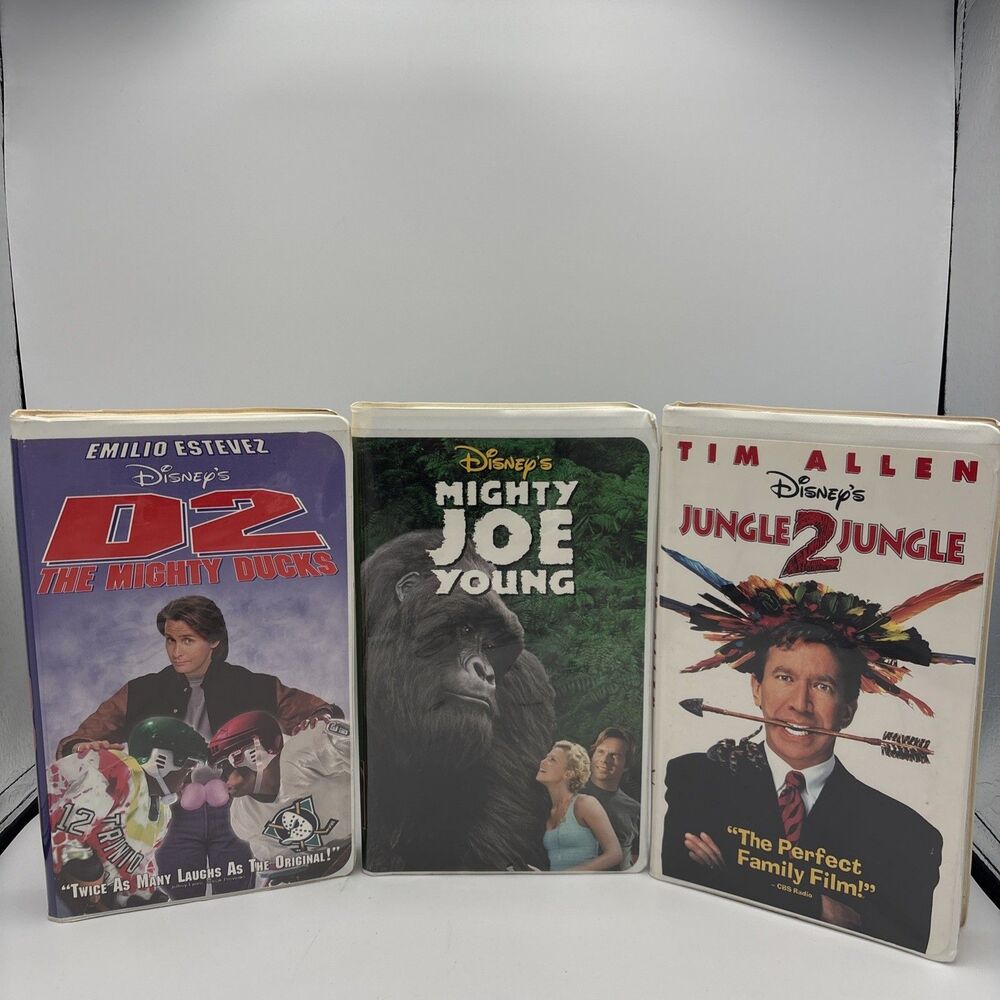 Set Of 3-Disney Movies  VHS. -Jungle 2 Jungle,Mighty Joe Young,D2 Mighty Ducks